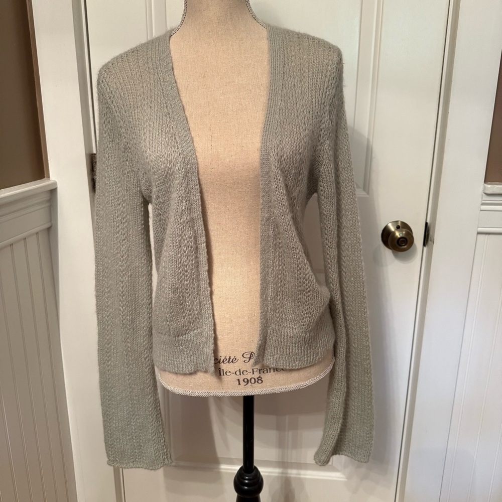 WOODEN SHIPS SWEATER CARDIGAN GRAY OPEN FRONT M/L